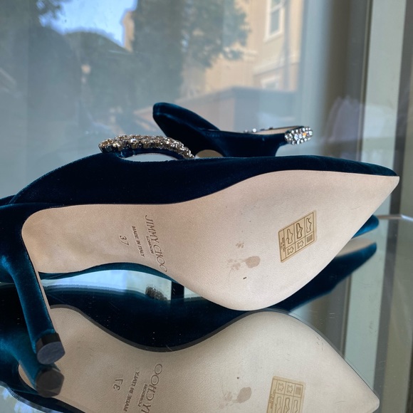 New Jimmy Choo Bing 100 Dragonfly Velvet Pumps with Crystal Strap 37 $995 - Picture 8 of 10